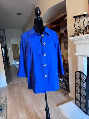 Attyre Royal Blue Trench Coat with Button Front